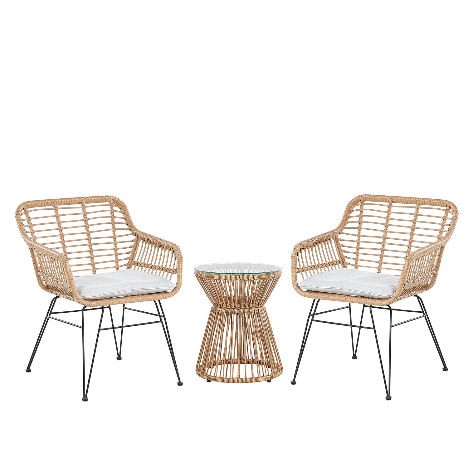 Beliani Bistro Set TRESTINA Naturfarben Beige Schwarz Beige 65x59x80