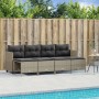 Hellgraue 5-tlg. vidaXL Garten-Sofagarnitur aus Polyrattan mit dunklen Kissen.