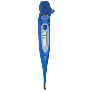 Digitales Fieberthermometer für Kinder im Maus-Design mit Elefanten-Motiv in Blau.