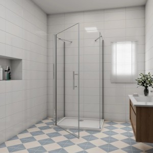 AICA U-Duschkabine 76x185cm Drehtür Duschtür 6mm Nano Glas Dusche Mit 90x90x185cm Seitenwand