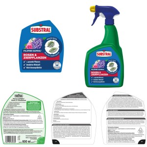 Grüne Substral Pilzfrei Saprol Sprayflasche 800 ml für Rosen & Zierpflanzen, bekämpft Mehltau und Rosenrost.