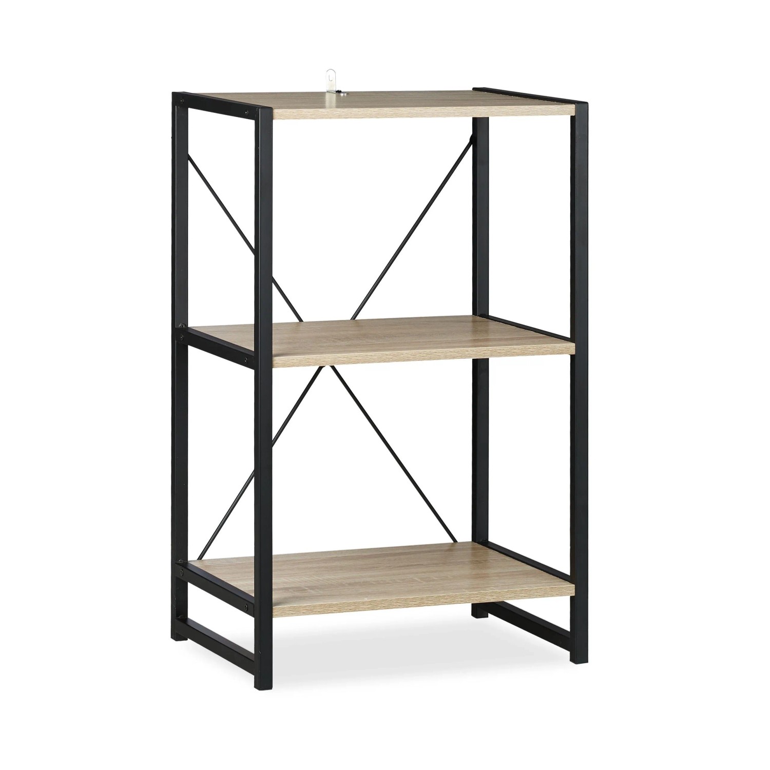 Relaxdays Standregal 3 Etagen Holzwerkstoff Metall Braun Schwarz mit Wandbefestigung 80 cm x 50 cm x 35 cm 7,6 kg