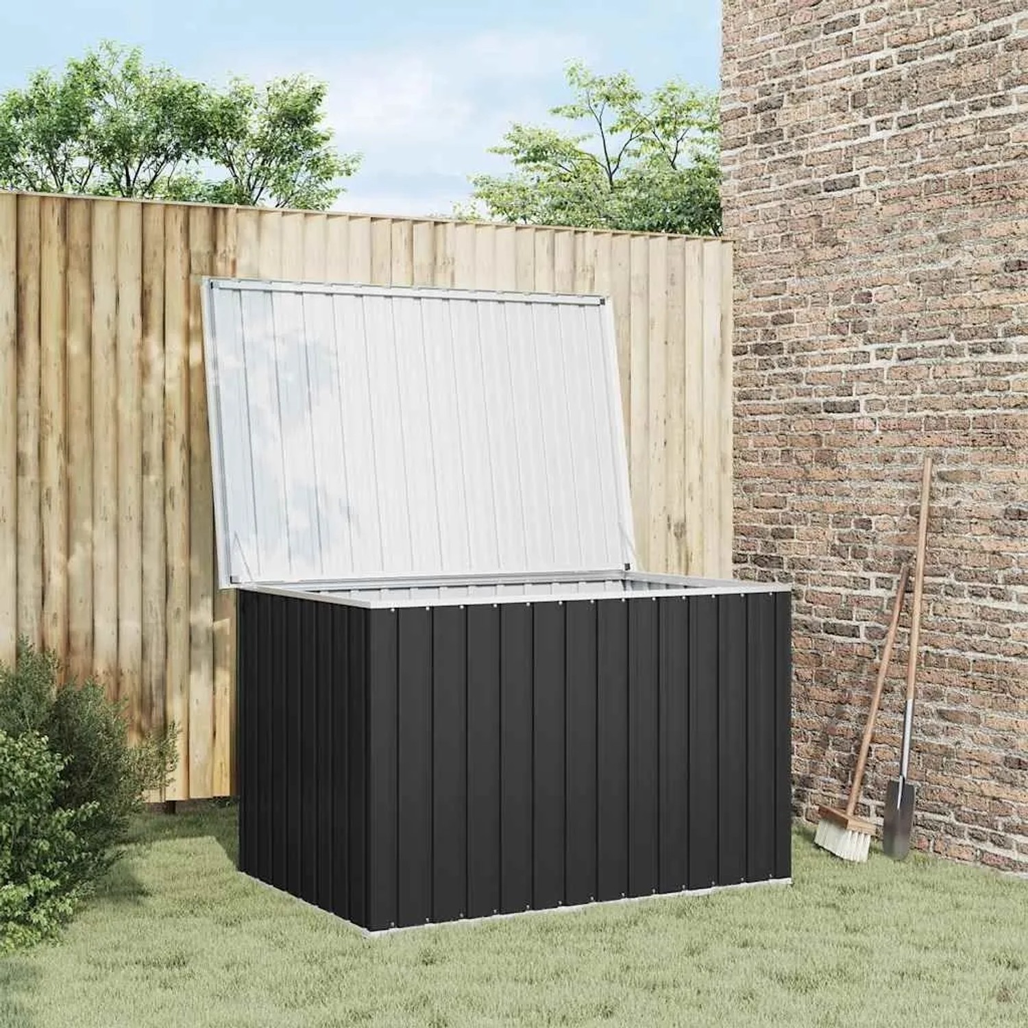 furnicato Aufbewahrungsbox Garten groß Anthrazit 149 x 99 x 93 cm kaufen bei OBI
