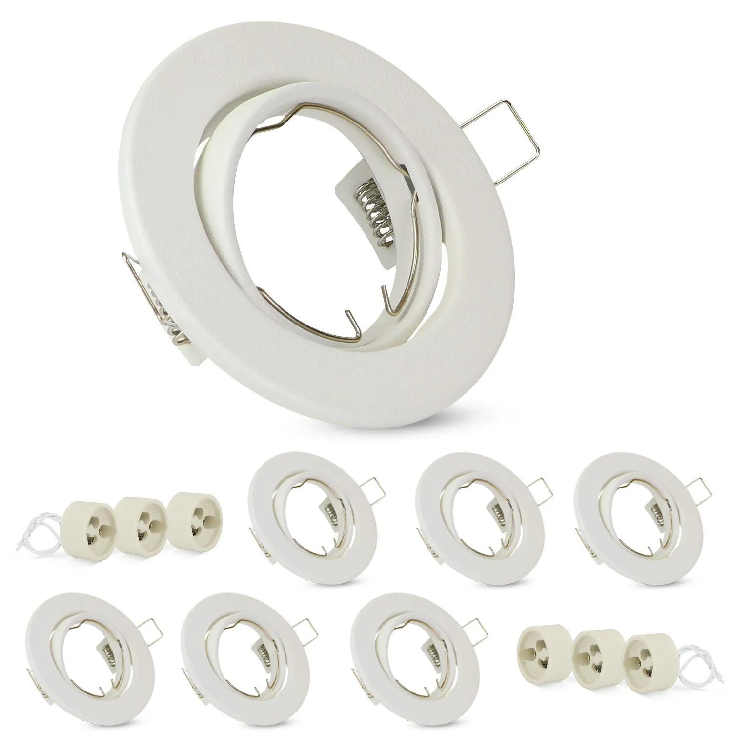 NETTLIFE Einbaurahmen 6er Set Einbaustrahler GU10 Einbaurahmen Weiß 50mm Rund Metall