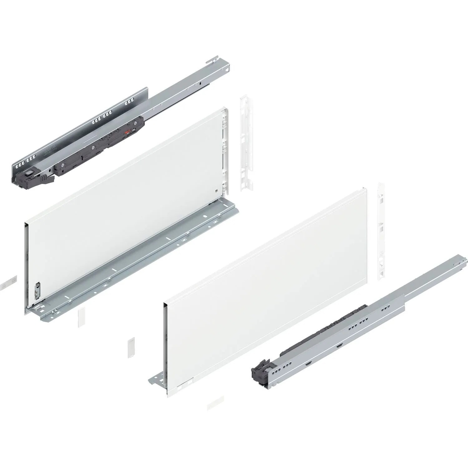 Blum Legrabox Pure Set Höhe F Tip-On Vollauszug 600 mm 40 kg Seidenweiß 1 Paar