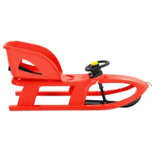 Roter Kinderschlitten mit Lenkrad und Sitz von vidaXL, aus Polypropylen, für Winterspaß.