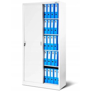 Jan Nowak Aktenschrank Schiebetürenschrank KUBA 185 x 90 x 40 cm Weiß