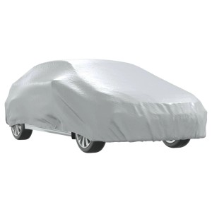 Silberne Autoabdeckung XL für Limousine von vidaXL schützt vor Frost und UV-Strahlen.