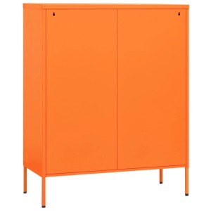 Orange vidaXL Kommode aus Stahl, 80x35x101,5 cm, mit zwei Türen. Ideal als Sideboard.
