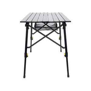 24MOVE Campingtisch, klappbar, höhenverstellbar, mit Tragetasche. Aluminium Tisch mit Netzablage.