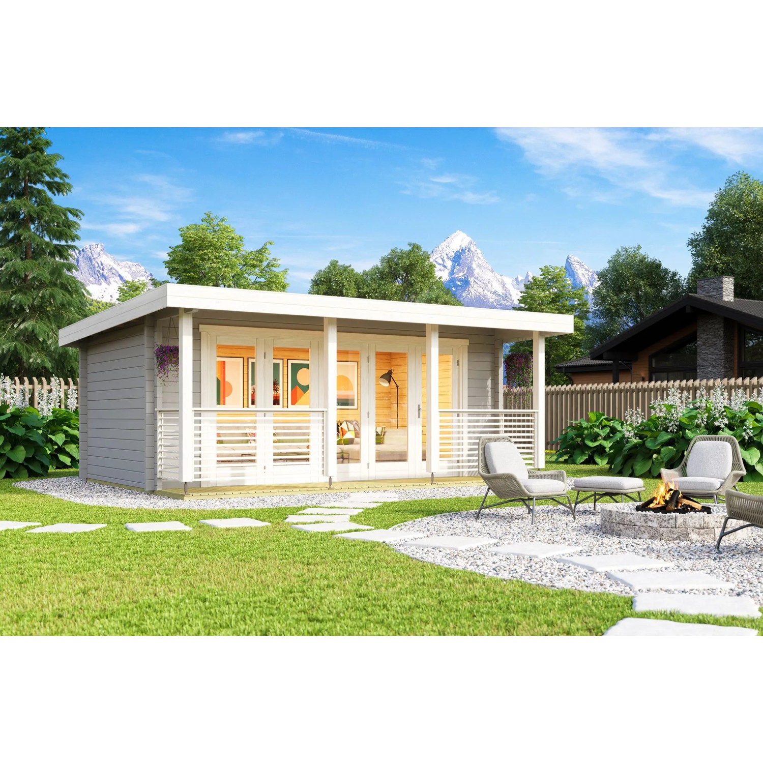 Lasita Gartenhaus Liverpool 1 Lichtgrau 550 cm x 300 cm