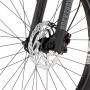 Detailaufnahme: Vorderrad mit Scheibenbremse und Federgabel des Fischer E-Bike Montis 6.0i.