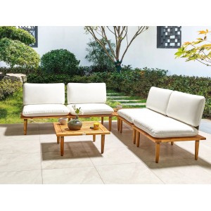 Beliani Modulares Gartenlounge Set FRASCATI Cremeweiß