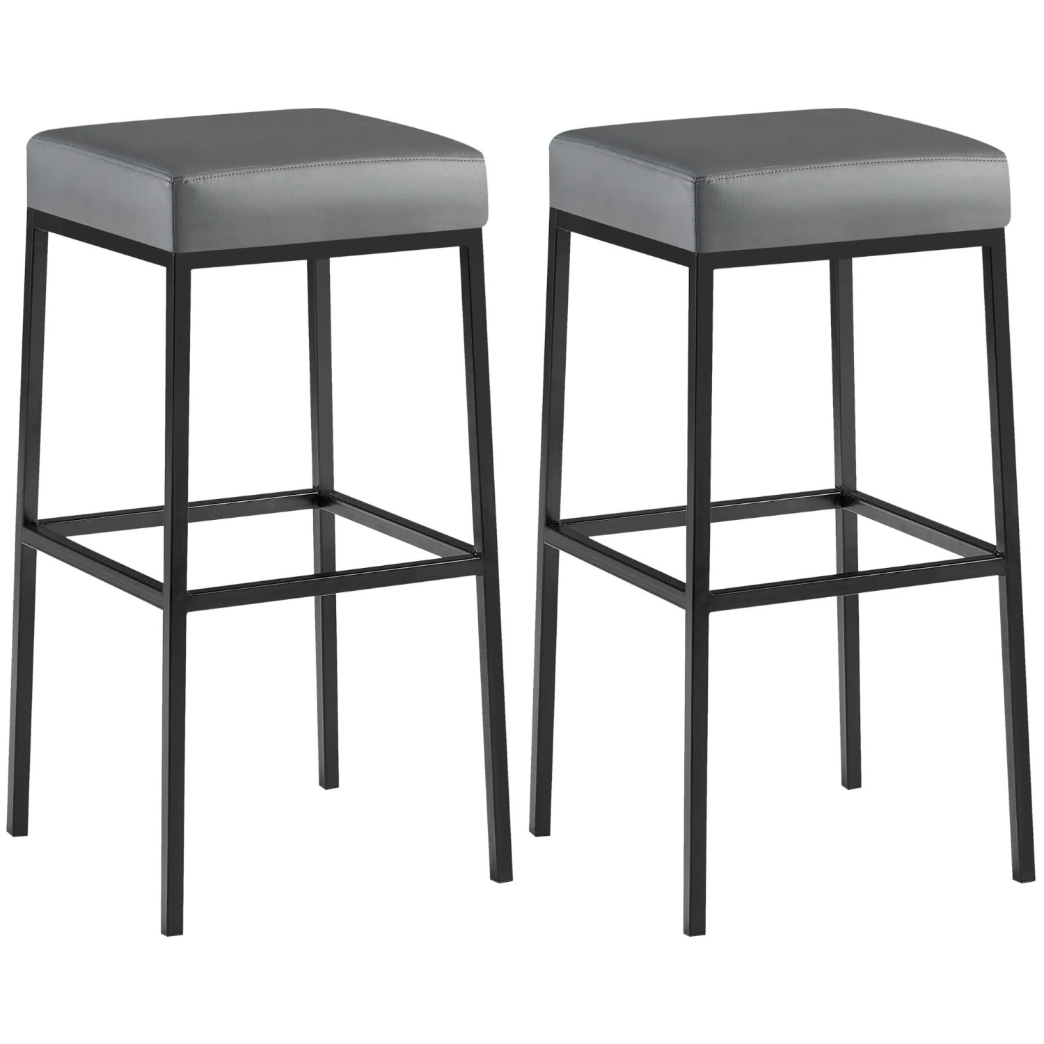 DELUKE 2er Set Barhocker BIDAN Kunstleder Grau 37x37x78cm Barstuhl Mit Lehne Tresenhocker Tresenstuhl