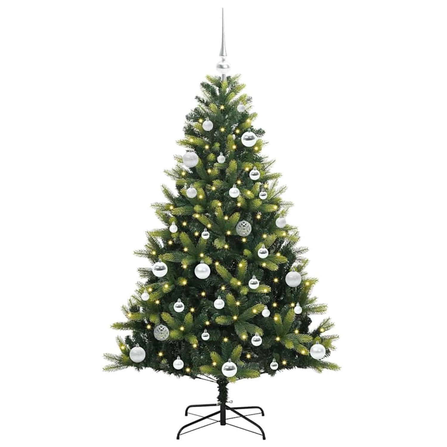 vidaXL Künstlicher Geflammter Weihnachtsbaum 150 LEDs Grün 150 cm 3395987
