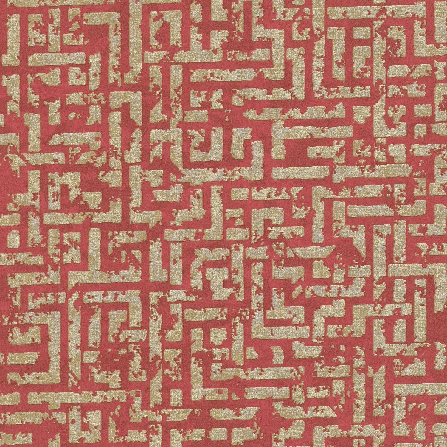 PROFHOME 386954-GU Grafik Tapete Metallische Akzente Rot Gold Silber 0,53 m günstig online kaufen