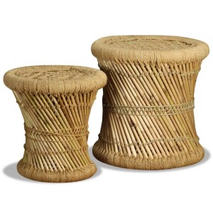 vidaXL Hocker 2 Stk Bambus und Jute 244221