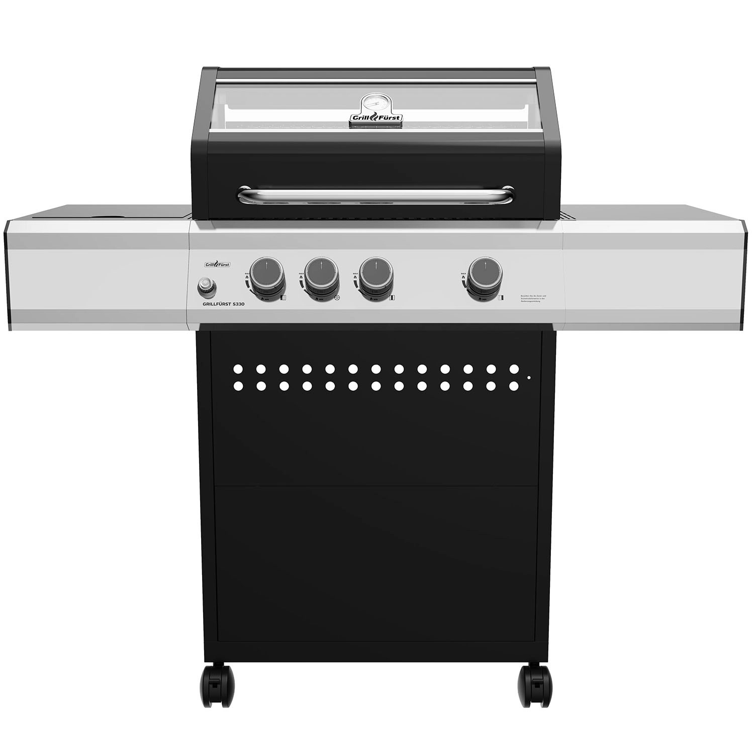 Grillfürst S330G Gasgrill mit 3 Brennern Seitenkocher und Gusseisen Grillrost