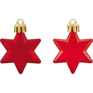Weihnachtlicher Baumschmuck: 12 rote Sterne, 5 cm, matte Oberfläche.