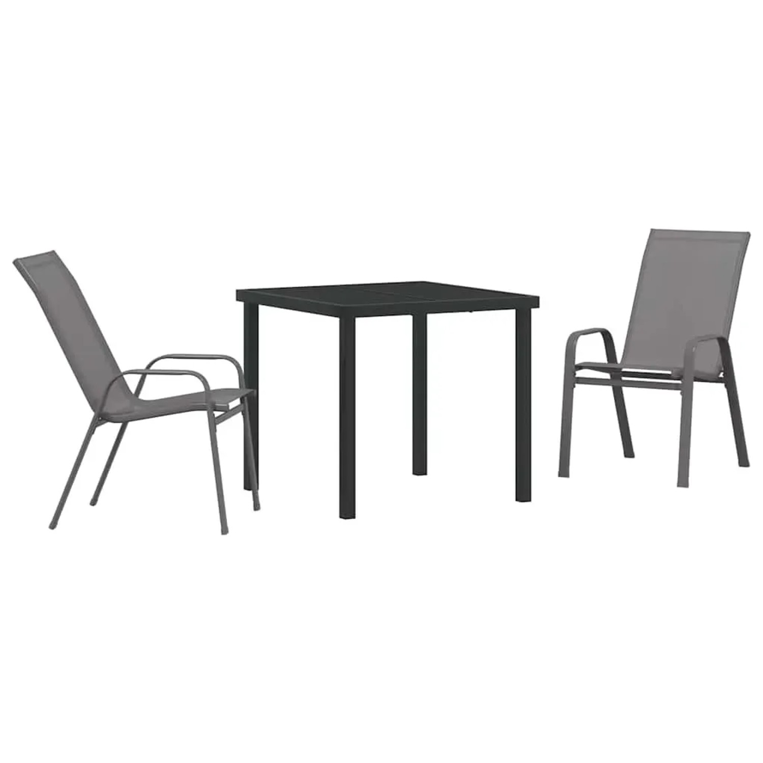 vidaXL 3-Teiliges Garten-Esszimmer-Set mit Grauer Textilene und Stahl 3379121