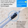 Graues Toldoro Tauwerk 6mm mit Seilklemme zur Sonnensegel-Befestigung.