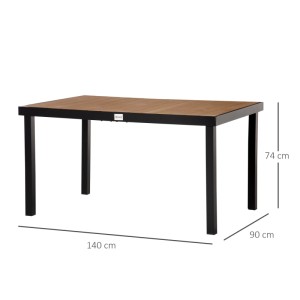 Outsunny Gartentisch  Aluminium Kunststoff Naturholz 140L x 90B x 74H cm