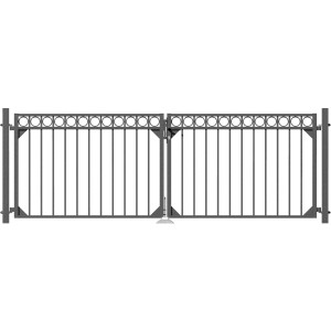 Metallzaun Doppeltor-Set Circle, anthrazit, 100x301 cm, zum Einbetonieren.