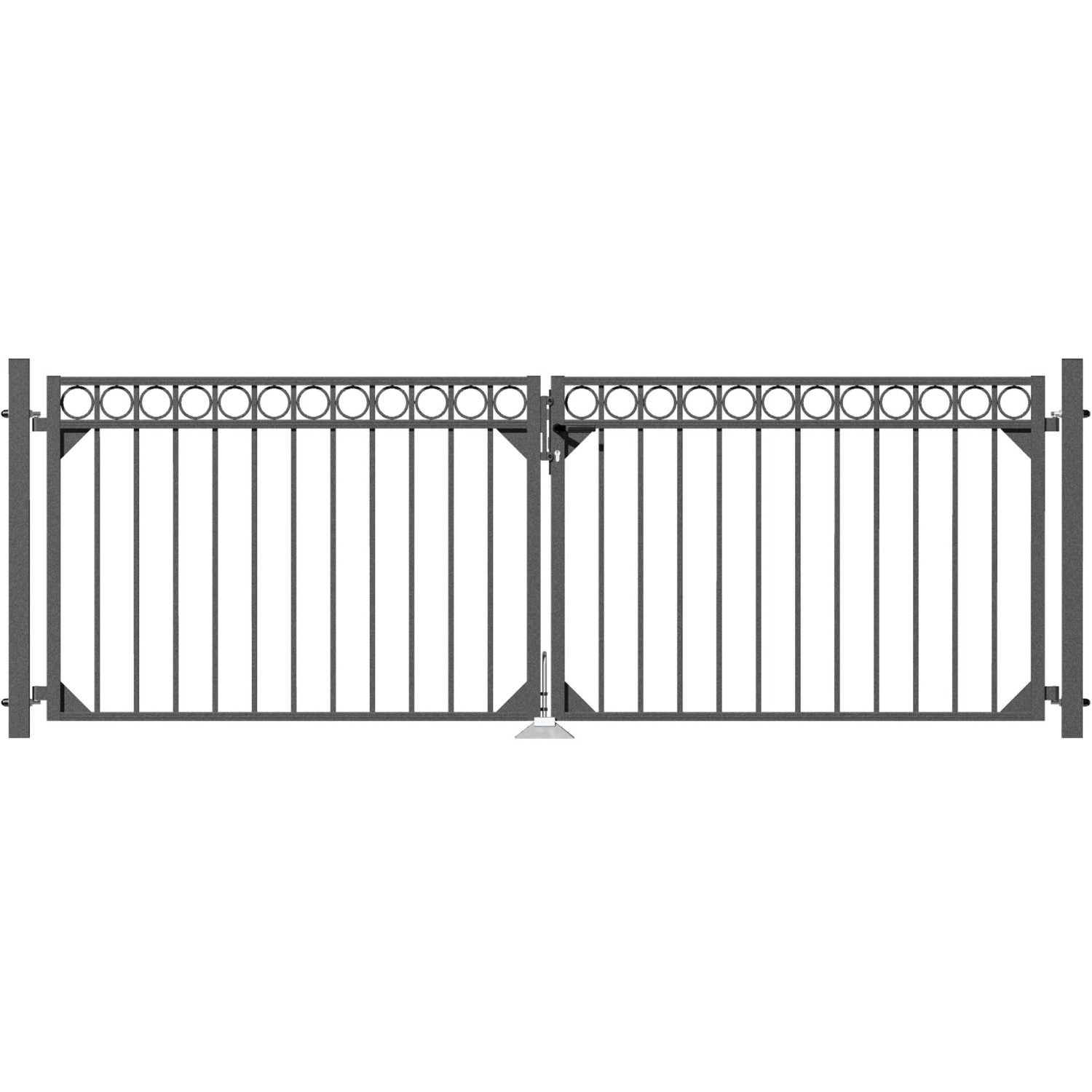Metallzaun Doppeltor-Set Circle, anthrazit, 100x301 cm, zum Einbetonieren.