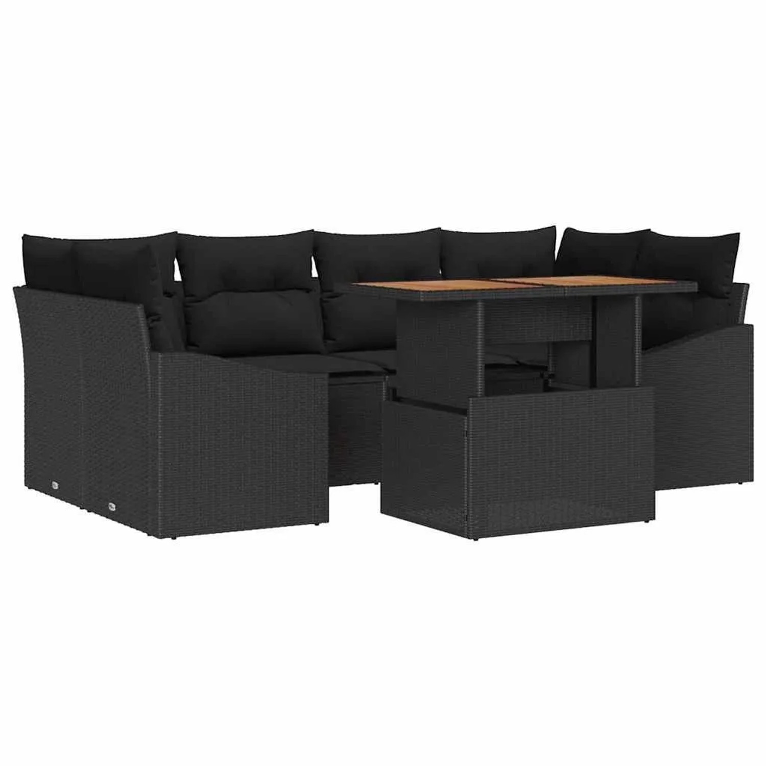 vidaXL Garten Essgruppe mit Kissen Schwarz und Braun 100 x 55 x 73 cm 33497 günstig online kaufen