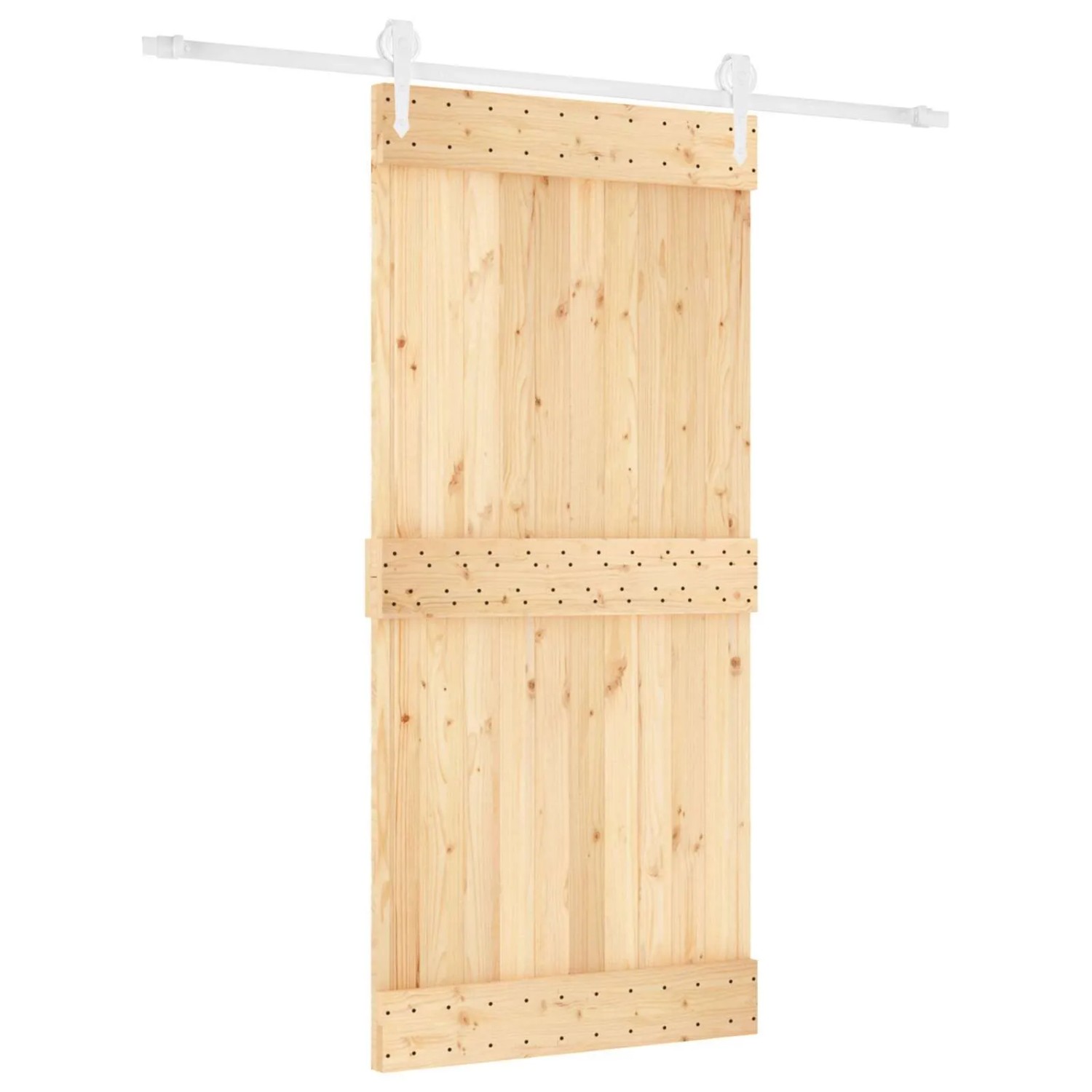 vidaXL Schiebetür Natur und Weiß 95 x 210 cm Massivkiefer 3445180