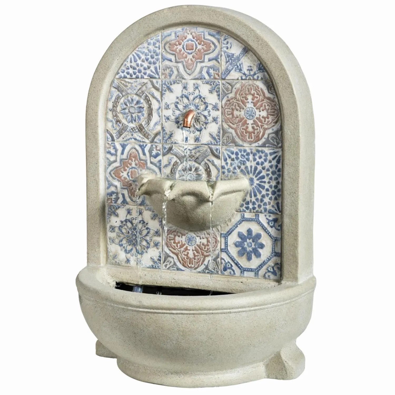 Marelida Brunnen Rund Wandbrunnen Standbrunnen Gartenbrunnen Zierbrunnen Natur 54cm