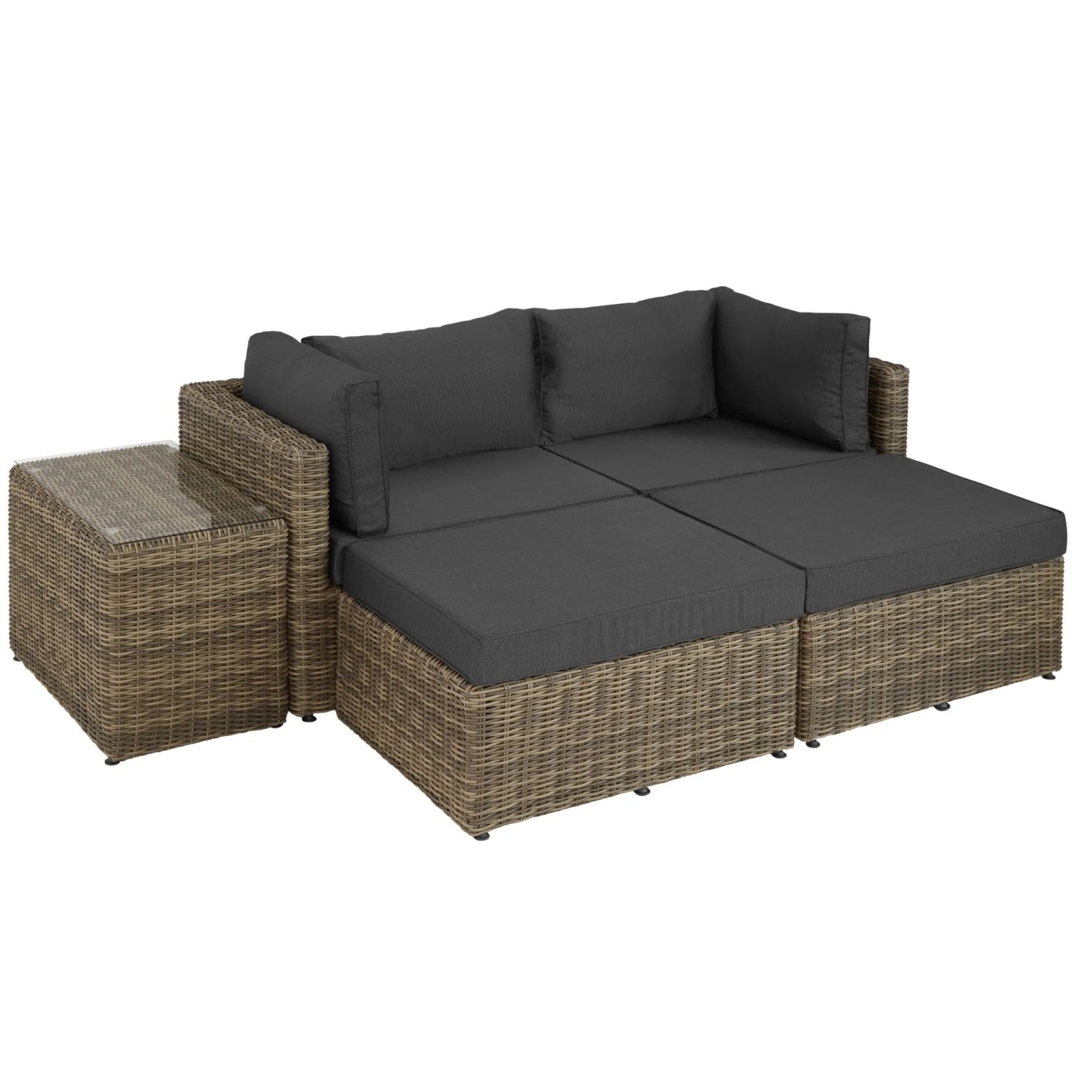 Tectake Aluminium Rattan Lounge San Domino Wetterfest und Uv Beständig Dicke Der Sitzpolster 10 cm  92 x 72 x 63 cm Natur