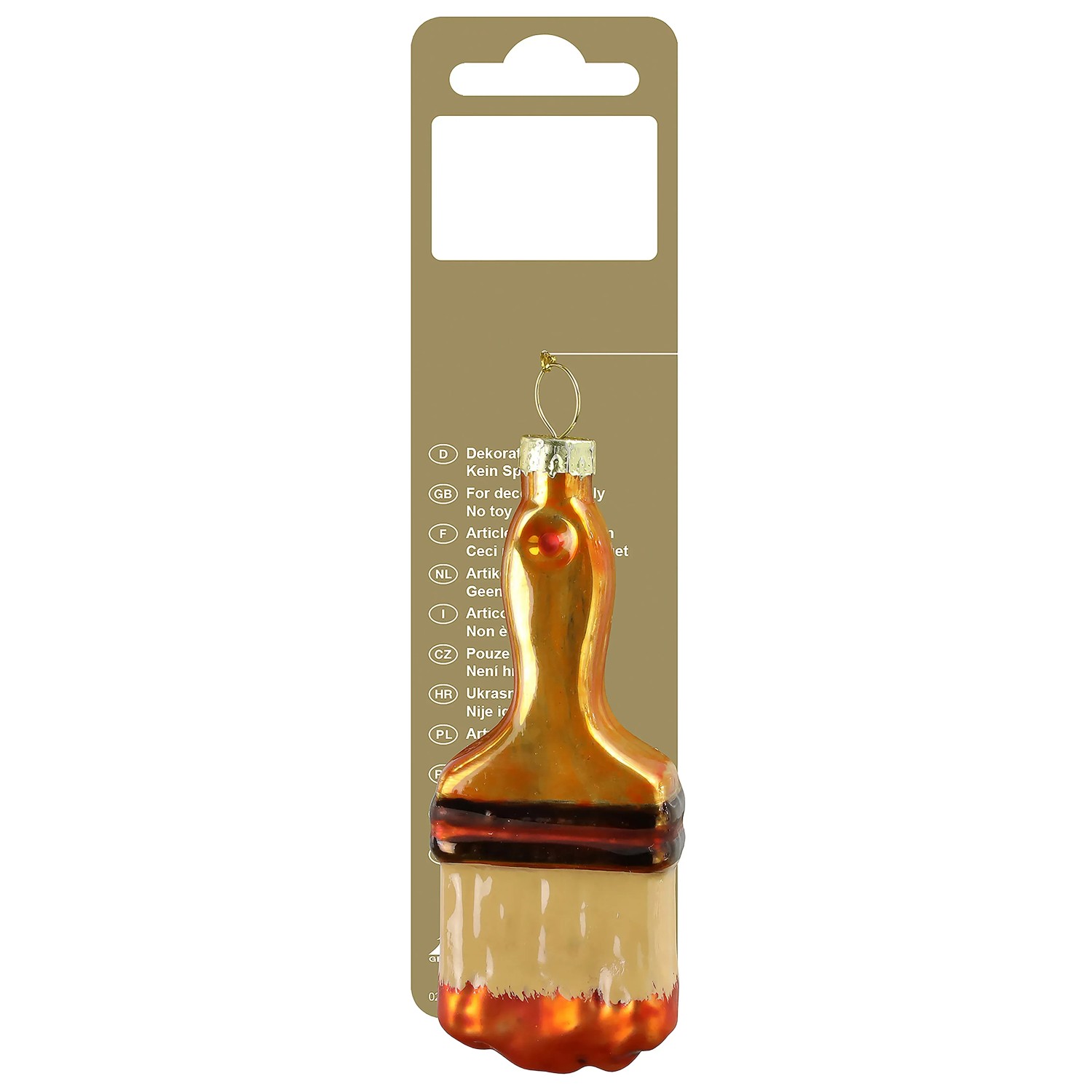 Weihnachts-Deko Pinsel aus Glas zum Hängen 9,5 cm x 4 cm x 2 cm Orange