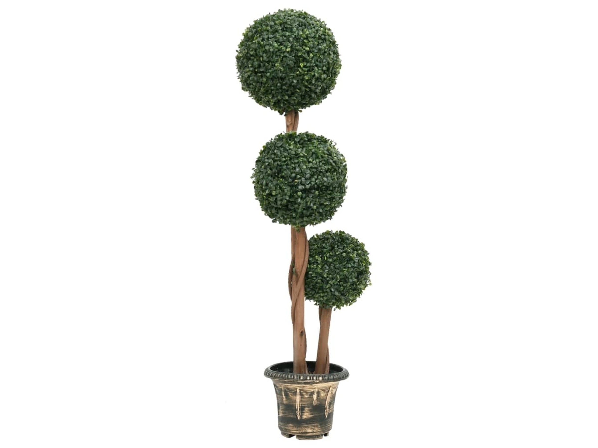 Künstliche Buchsbaum-Kugeln Mit Blumen – 61 Cm Hoch, UV-beständig, Mit Erdspieß Für Garten, Terrasse & Haustür