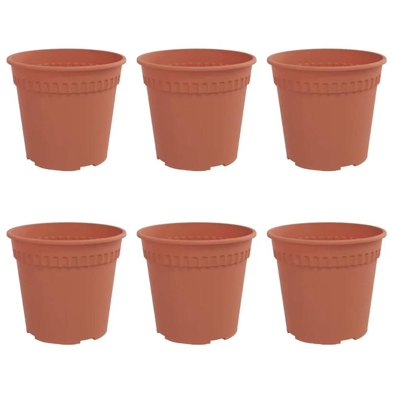 vidaXL Runder Blumentopf 6 Stk Ziegelrot Ø 19 x 16 cm Kunststoff 42020266