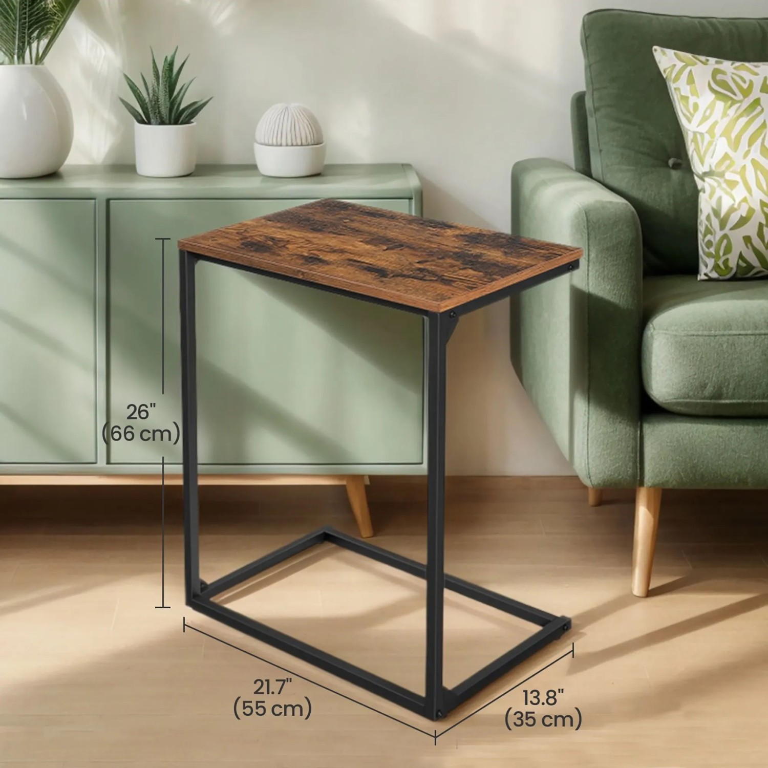 Songmics Couchtisch Barnet in Braun-Schwarz, platzsparender Beistelltisch mit Vintage-Oberfläche.