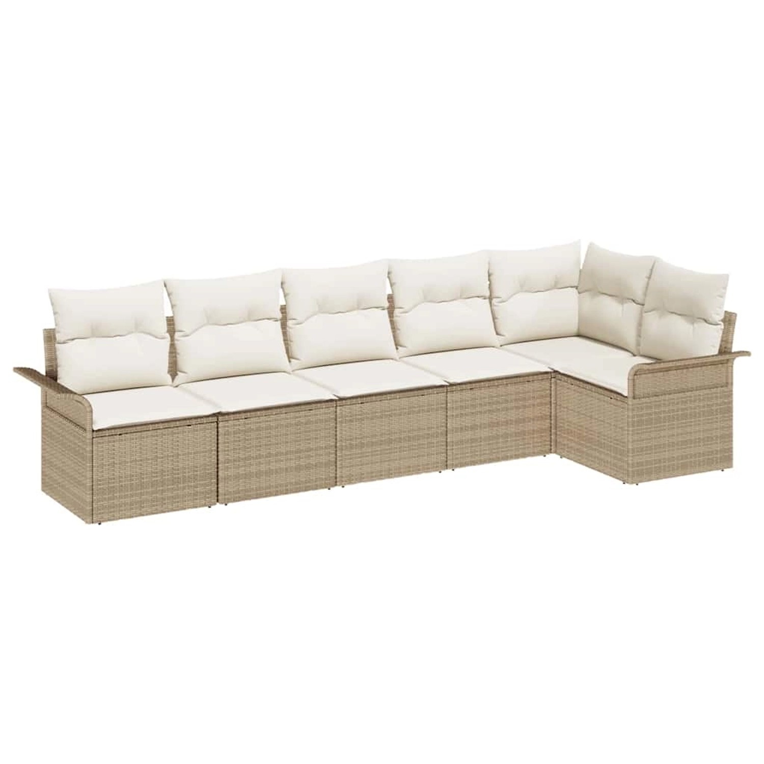 vidaXL Garten-Sofa-Set mit Kissen 6-Tlg Beige Poly Rattan 3345381 günstig online kaufen