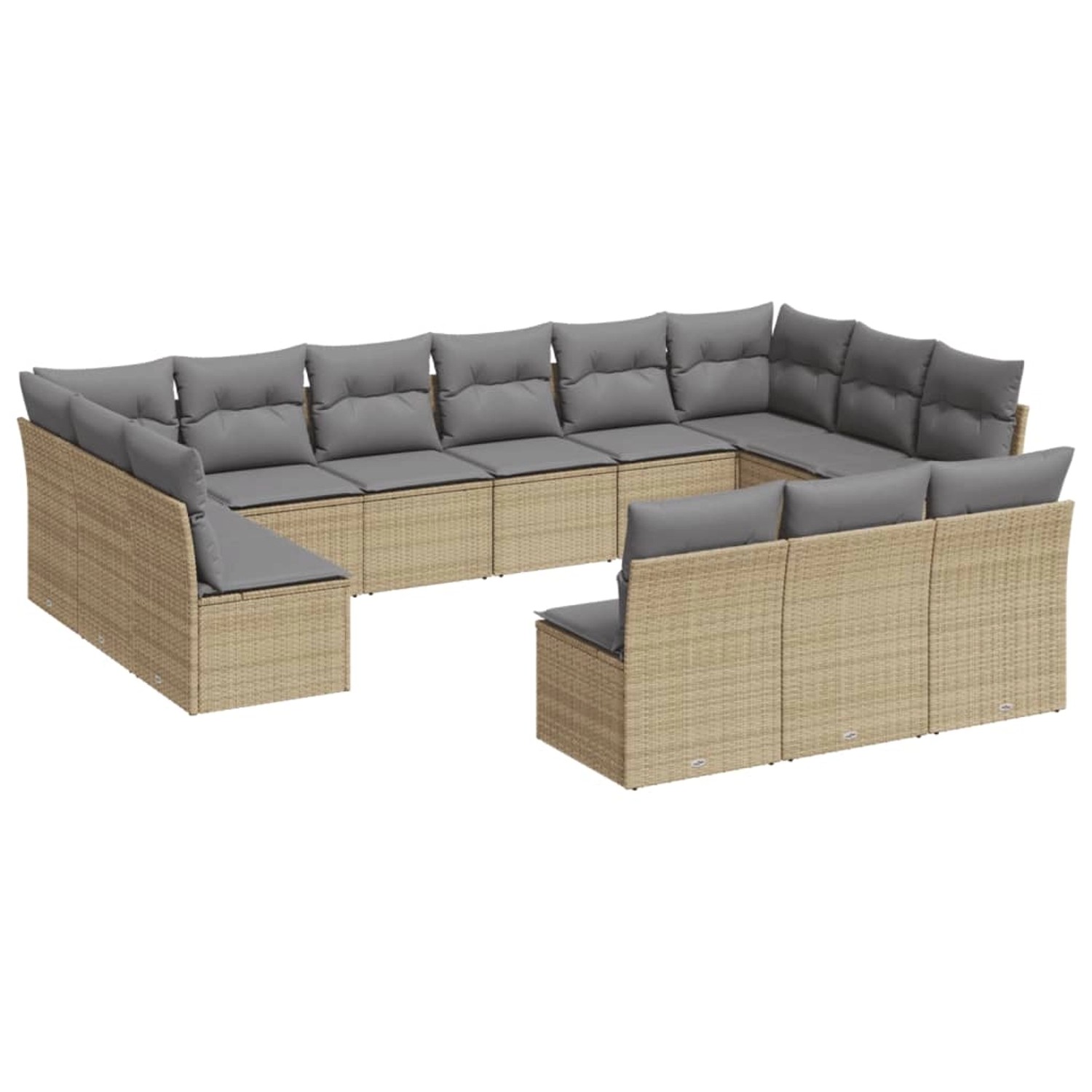 vidaXL 13-tlg Garten-Sofagarnitur mit Kissen Beige Poly Rattan Modell 16