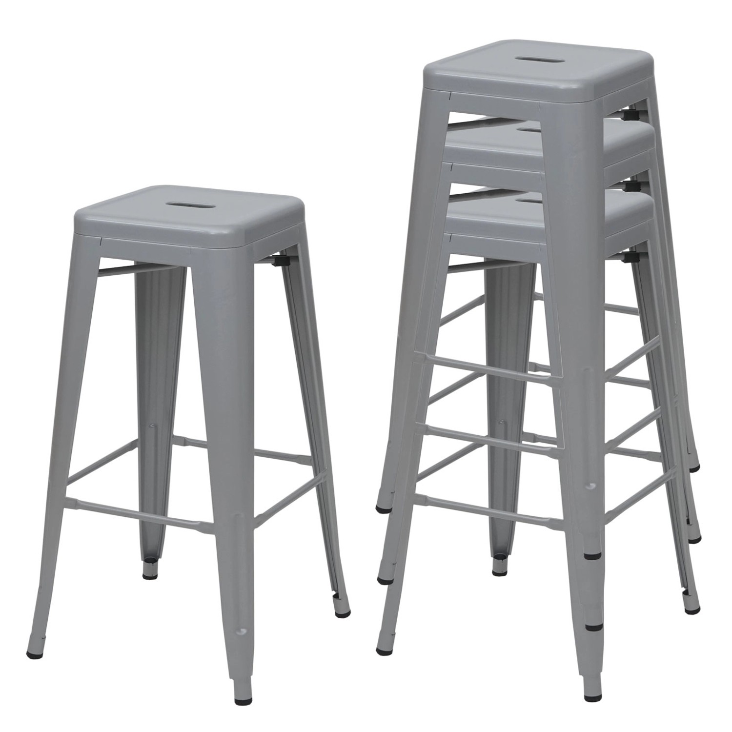 PROREGAL 4er-Set Barhocker Sitzhöhe 77cm Metall Industriedesign Stapelbar G günstig online kaufen