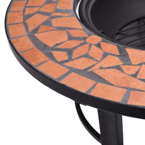 vidaXL Feuerstelle Mosaik Terracotta, 68cm. Dekorative Feuerstelle mit Tischplatte und Dreibeinständer.