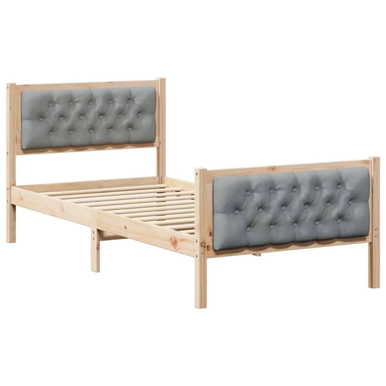 vidaXL Bettrahmen Hellgrau 90 x 200 cm Massives Kiefernholz 878424