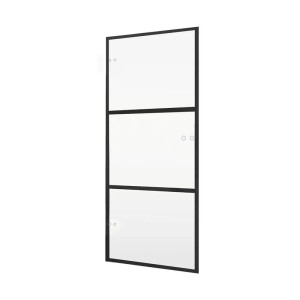 inova Glastür 834 x 1972 mm Klarglas 3 Felder Schwarz mit Studio Glastürbeschlag