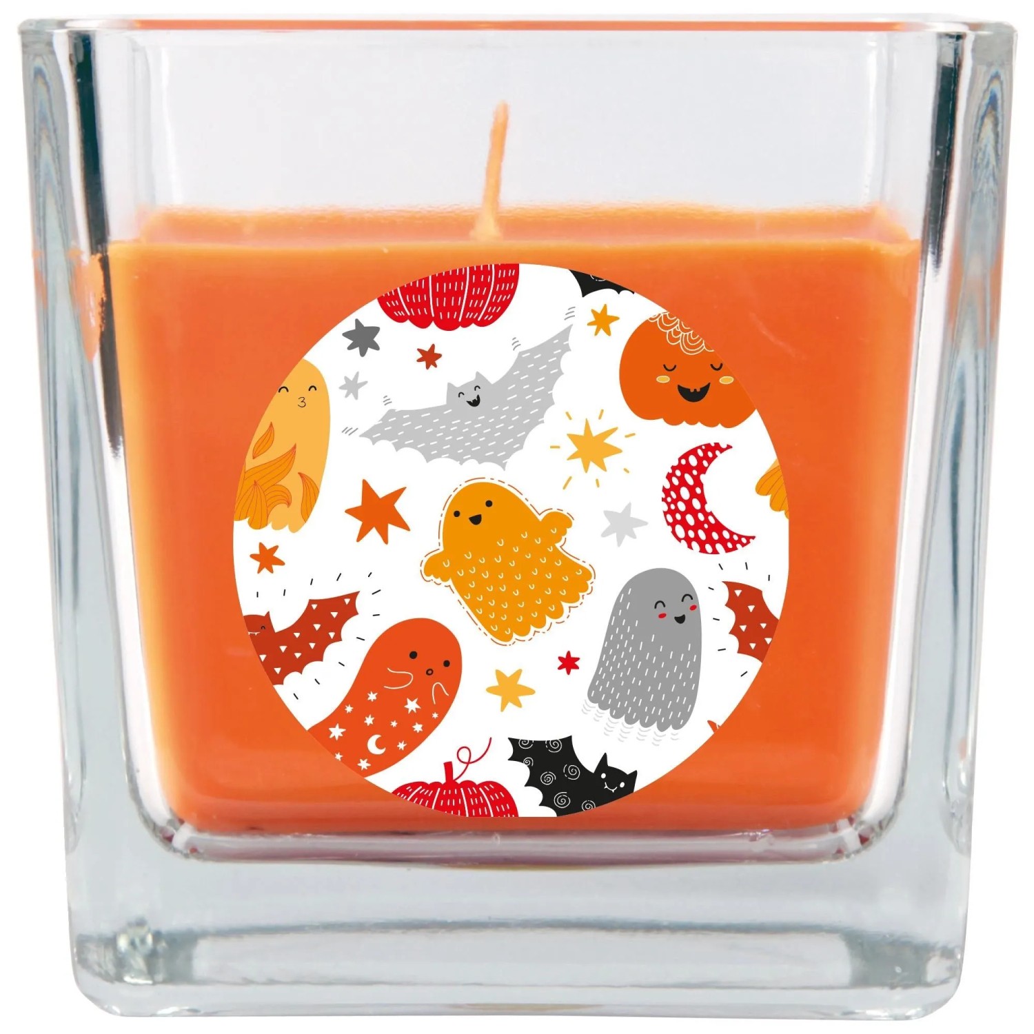 HS Candle Duftkerze & Glas Halloween Orange Bonbon 50h
