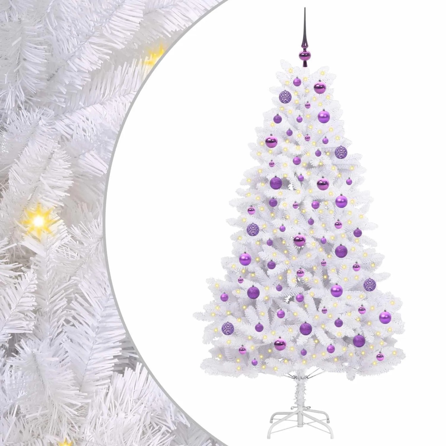 vidaXL Künstlicher Klappbarer Weihnachtsbaum Weiß 180 cm PVC und Stahl 3426600