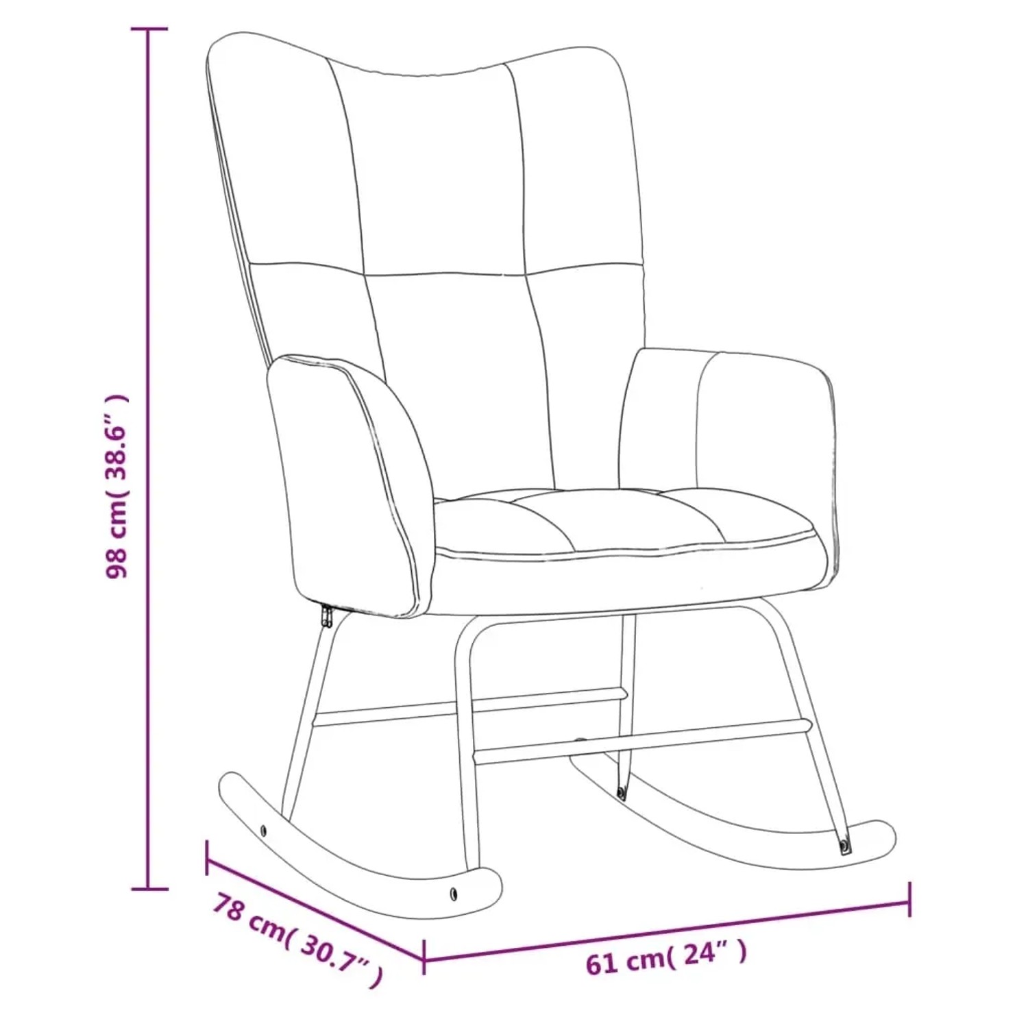 Blauer Samt Schaukelstuhl mit Hocker, modernes Design für Wohnzimmer und Entspannung.