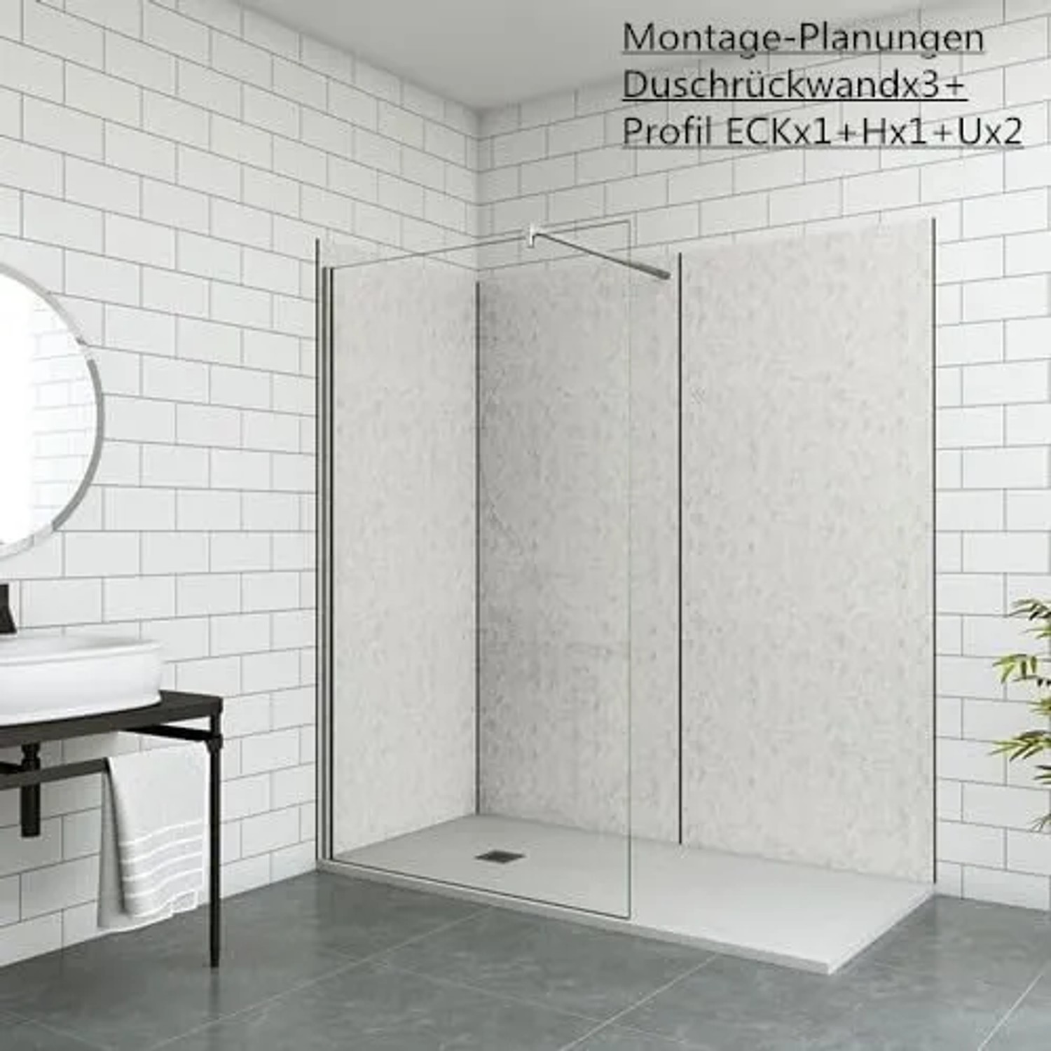 Duschparadies Duschrückwand 100x210cm Duschrückwände Wandverkleidung Premium Aluverbundplatte 3mm Fliesenersatz Zementgrau_5