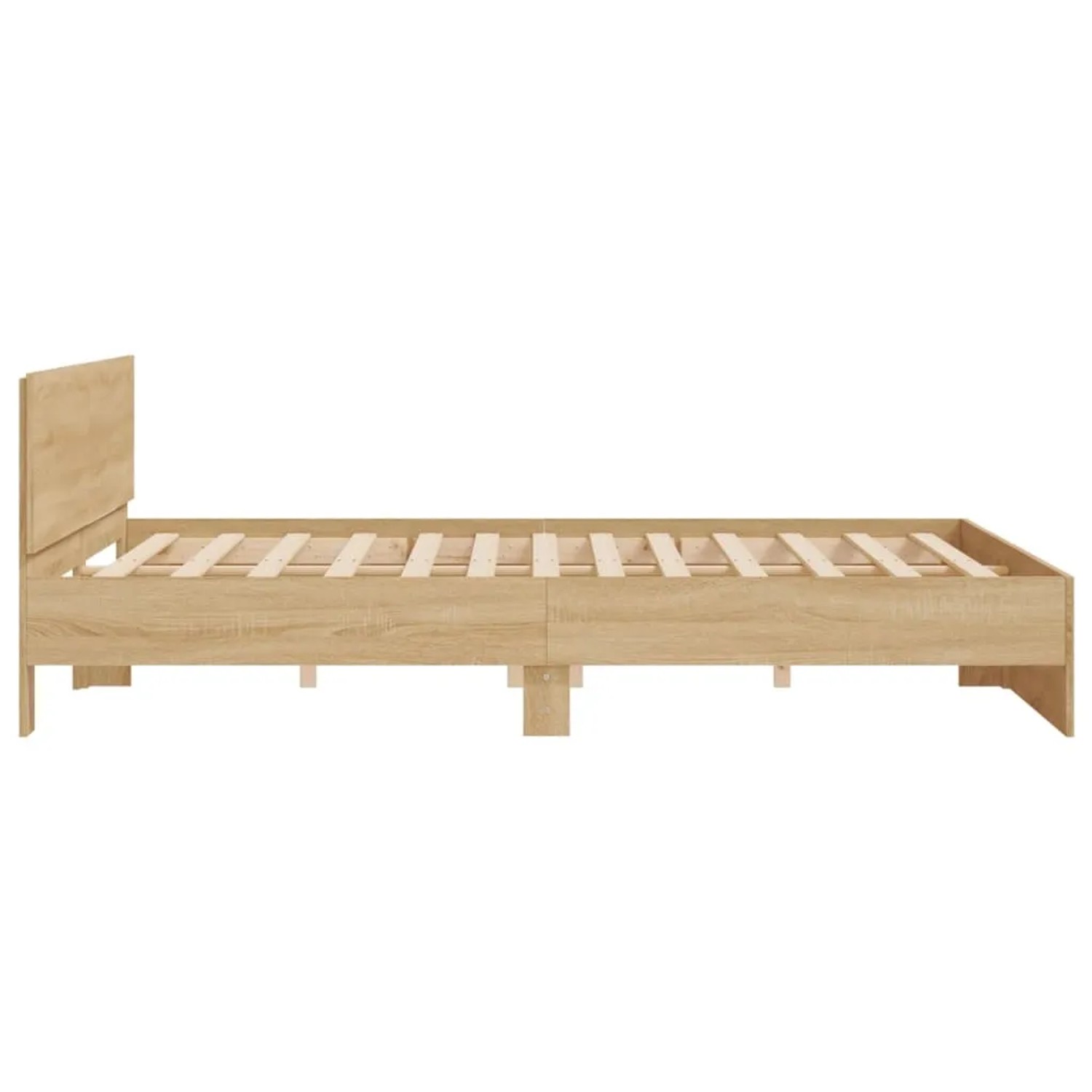 Bettgestell Sonoma-Eiche 160x200 cm mit Kopfteil, Holzwerkstoff, Lattenrost
