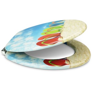 Sanfino WC-Sitz Hearts Toilettendeckel mit Flip Flop Motiv und Absenkautomatik.