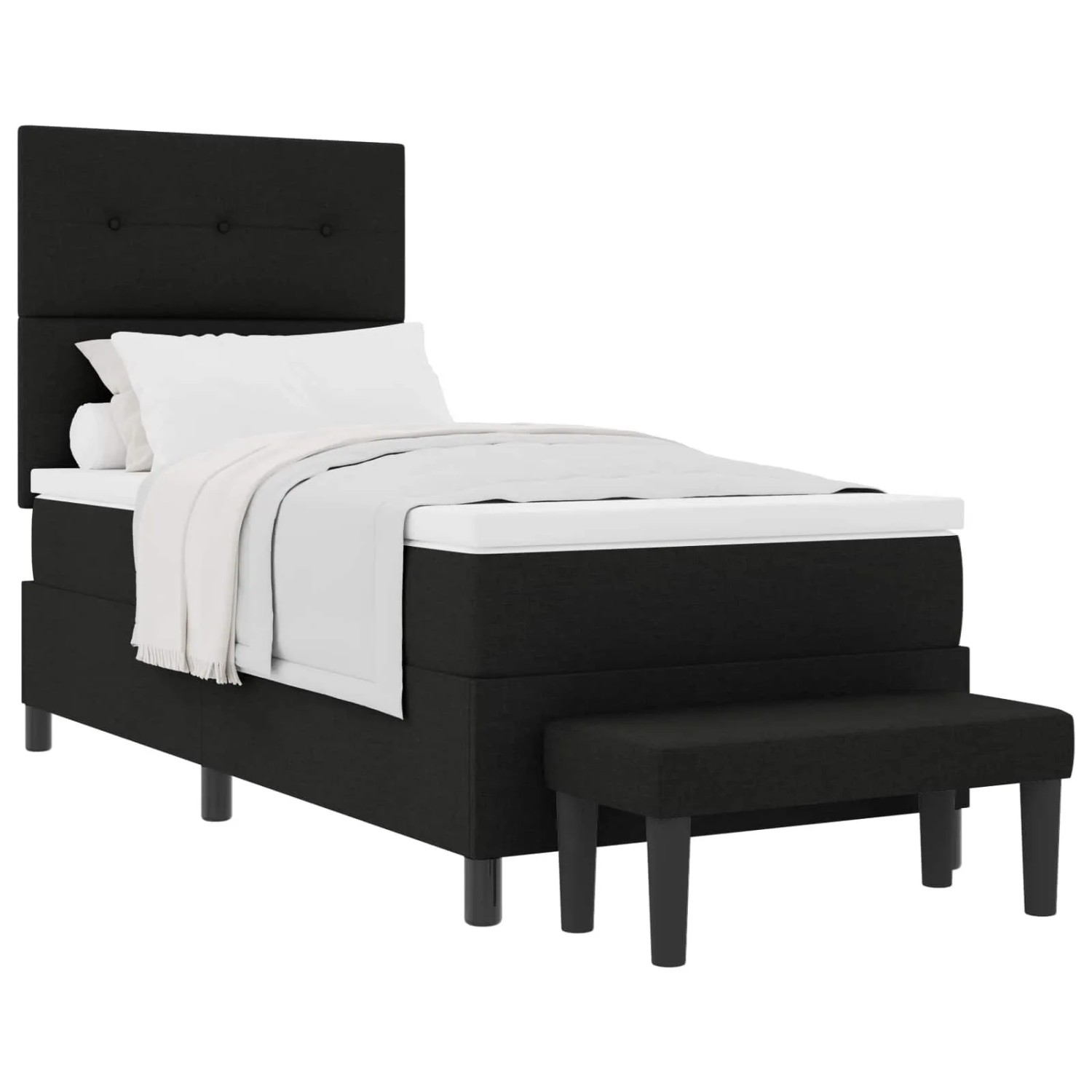 vidaXL Boxspringbett mit Matratze Schwarz 90 x 190 cm Stoff 3344032