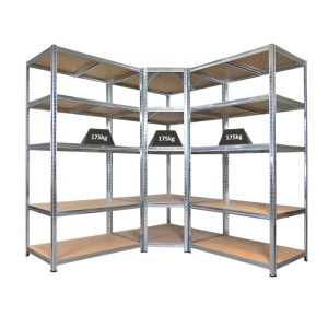 PROREGAL Mega Deal: Eckregal und 2 Schwerlastregale, verzinkt, 180x180x60 cm, Fachlast 175 kg.
